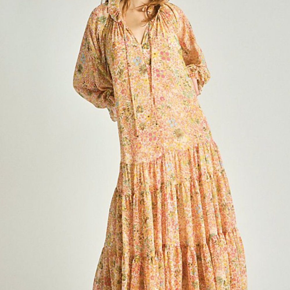 Free People Feeling Groovy Maxi Dress Orange Combo Size Small (S)  NWOT